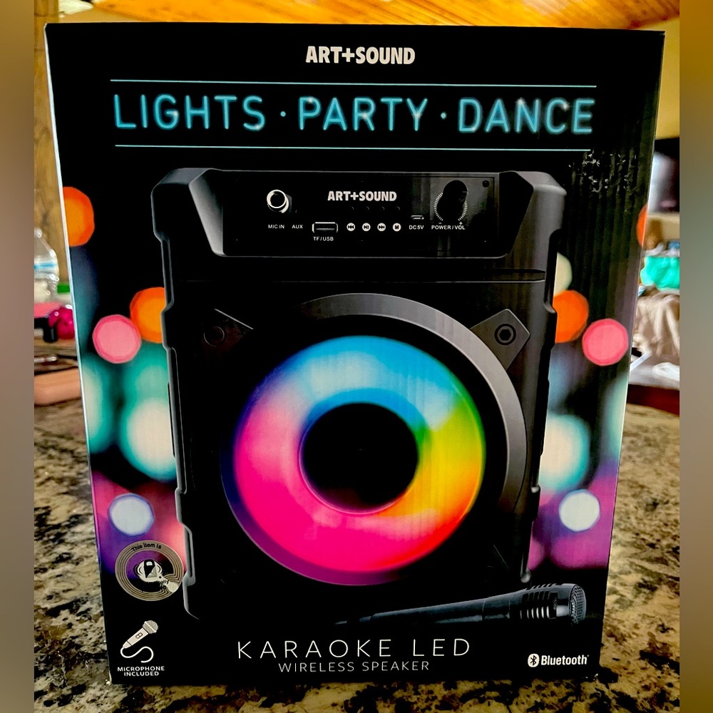Karaoke LED Wireless Speaker with microphone. Art & Sound. New in box.
